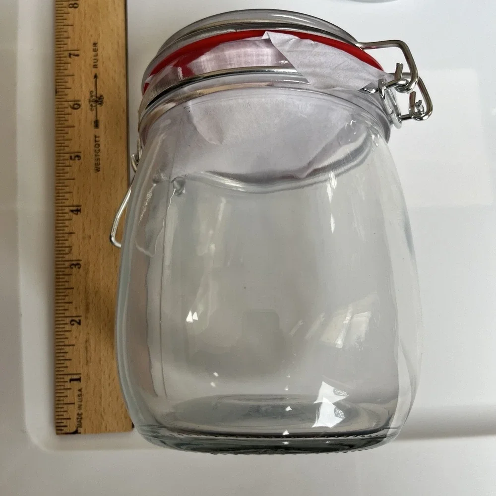 Gibson General Store 4-Piece Jar Set 22 Oz Clear Glass Farmhouse Cottage NIB